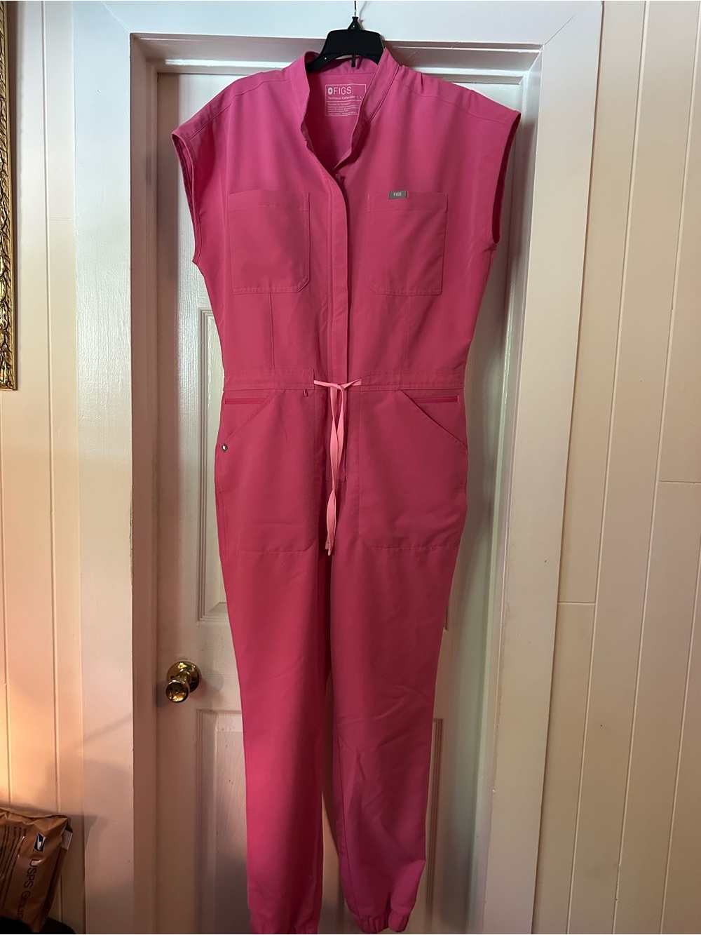 Figs Women's Bright Pink Utility Jumpsuit Romper